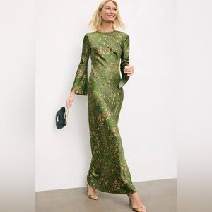 veronica beard dresses Marietta Smocked Midi Dress | Navy Multi and detachable slip complete the look Veronica Beard Sylven Beaded Maxi
